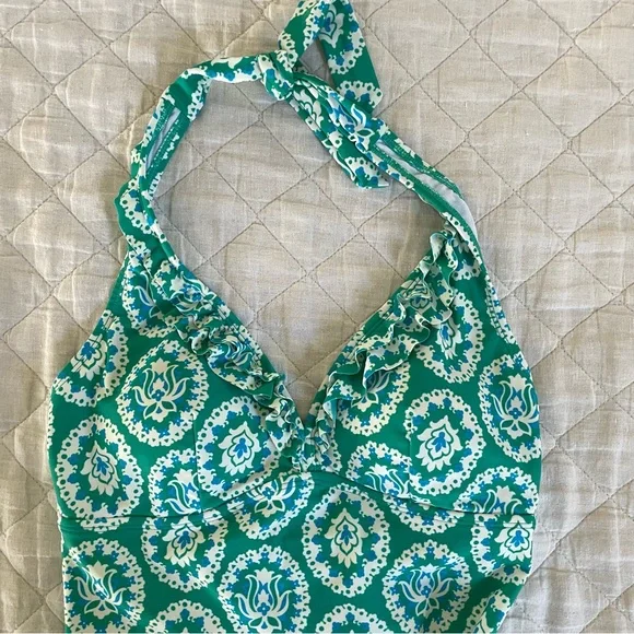 Boden Teal and White Floral One Piece Swimsuit - Picture 4 of 7